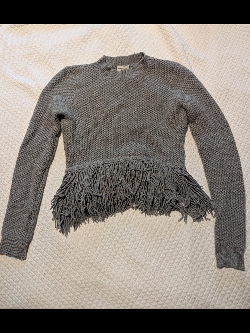 Club Monaco Cashmere Fringe Sweater in Gray